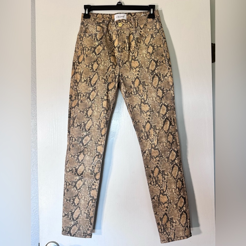 Frame Python Print Coated Denim